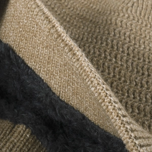 Winter thermal knit beanie featuring thick fleece lining and durable brown ribbed texture