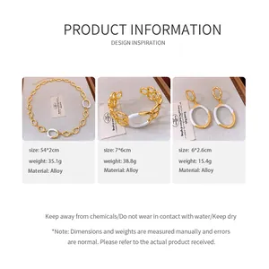 Detailed size and weight specifications for hollow alloy necklace and bracelet jewelry set