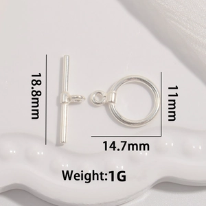 Polished S925 silver heart clover OT toggle clasp for DIY jewelry with dimensions
