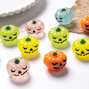 Glowing Halloween Pumpkin Charms Resin Jack-O-Lantern DIY Jewelry Making Accessories Fluorescent Night Light Mini Decorations