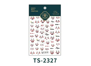 Detailed view of 5D embossed nail stickers featuring cute cartoon facial expressions