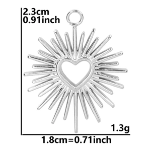 Detailed view of silver heart pendant dimensions 2.3x1.8cm in polished stainless steel