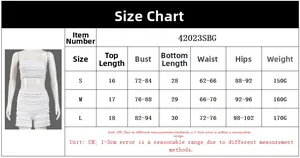 Tableau des tailles détaillé pour l'ensemble sexy dos nu crop top et short en cm