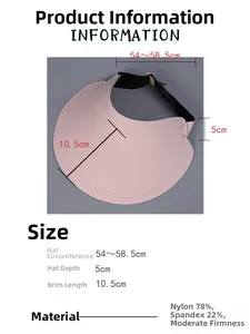 Size chart for pink sun visor showing 54-58.5cm circumference and 10.5cm brim dimensions