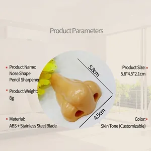 Funny nose-shaped pencil sharpener made of skin-colored ABS plastic for students