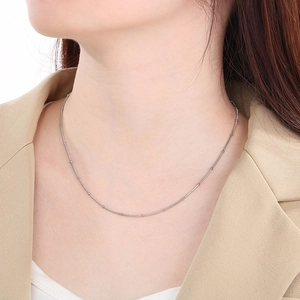 Minimalist Stainless Steel Snake Chain Necklace With Beads Adjustable Fashion Clasp Jewelry For Women