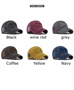 Classic washed cotton baseball caps in six colors with 3D Always 75 vintage embroidery