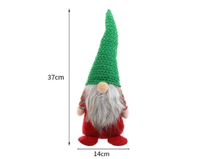 Detailansicht eines 37 cm großen Weihnachtswichtels mit roter Strickmütze und weichem Plüschbart