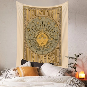 Bohemian tarot sun tapestry Trust The Universe hanging decor for bedroom wall