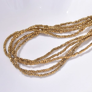 Multiple strands of 2mm golden square hematite beads for DIY jewelry making