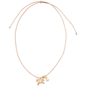 Collier pendentif cheval en perle minimaliste avec détails dorés et cordon tressé