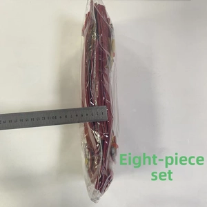 Detailed view of the 8-piece set Christmas handle covers in packaging with dimensions