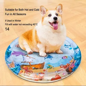 Tapis à eau gonflable pour animaux avec motifs marins et chien Corgi assis