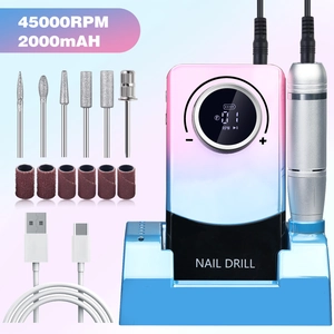 Détail du kit ponceuse à ongles électrique portable avec écran LCD et accessoires
