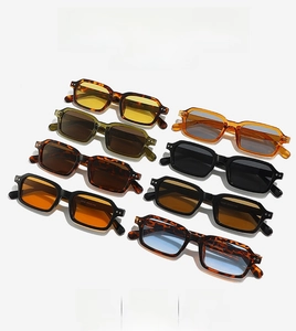 Detailed collection of vintage square sunglasses in various lens colors and frames
