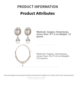Dimensions détaillées du collier goutte en cristal avec plusieurs couches de zircones