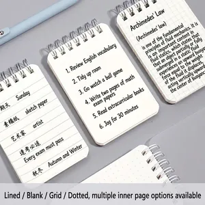 Portable A7 coil notebooks set with lined, blank, grid, and dot matrix pages