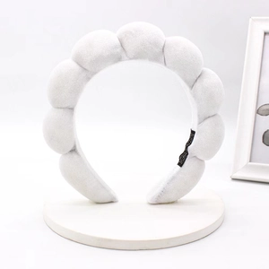 Chic light grey velvet cloud headband with thick sponge padding for women's hair styling