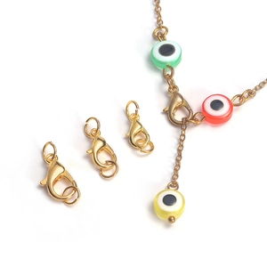 50 lobster clasps and 100 jump rings set with colorful evil eye bead jewelry necklace