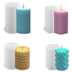 Cylinder Silicone Candle Molds Striped Bubble Geometric DIY Scented Wax Epoxy Resin Crafting Tool Handcraft