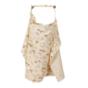 Cotton nursing cover with forest deer print and adjustable neck strap for breastfeeding