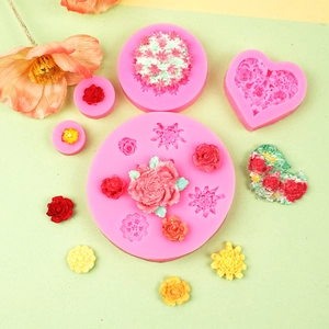 Set de moldes 3D de silicona flores para decoración creativa de pasteles y chocolates DIY