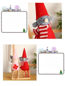 Détail d'anges de Noël en feutre et de souris rouges aux longues jambes tressées