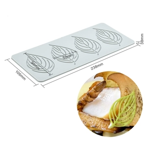 Detailed dimensions of leaf-shaped silicone lace mat for fondant and molecular gastronomy
