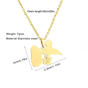 Detail view of gold stainless steel necklace dimensions and Guadeloupe pendant map size