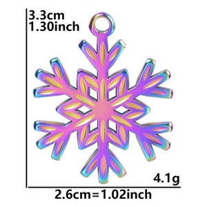 Detail view of iridescent purple snowflake pendant showing dimensions 3.3x2.6cm and weight