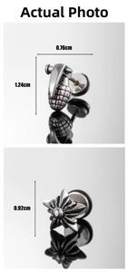 Detailed size specifications for punk grenade and chrome cross star titanium steel studs