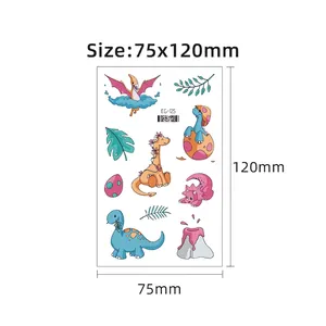 Cute glitter dinosaur temporary tattoo stickers for kids featuring cartoon pterosaurs
