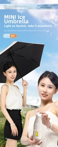 Detail showing the UPF 50+ UV protection layer and compact foldable sun umbrella
