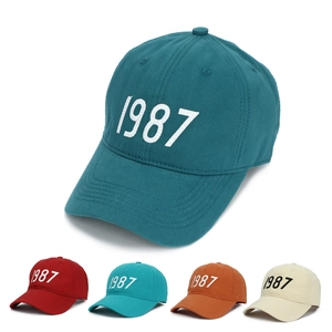 Baseball Cap Retro Cotton 1987 Number Embroidery Adjustable Metal Buckle Sporty Vintage Sun Hat For Men Women