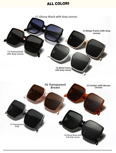 Collection of oversized square sunglasses in 8 assorted colors with gradient resin lenses