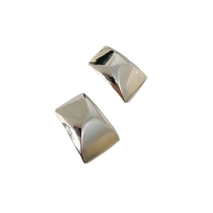 Minimalist silver rectangular stud earrings with polished stainless steel finish for women