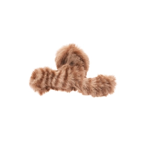 Elegant light brown plush hair claw clip for women's autumn winter hair styling