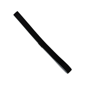 Close-up of black elastic sports headband with non-slip silicone grip for yoga fitness