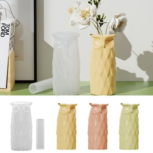 Owl Vase Silicone Mold DIY Epoxy Resin Gypsum Casting Geometric Rhombus Texture Home Ornament Desktop Decor Crafting Tool