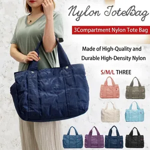Quilted Nylon Diaper Bag Large Capacity Multi-Compartment Tote Handbag For Women Travel Mommy Bag