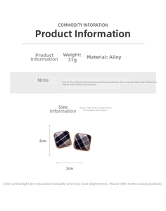 Spécifications détaillées des boucles d'oreilles carrées en tissu à motif écossais