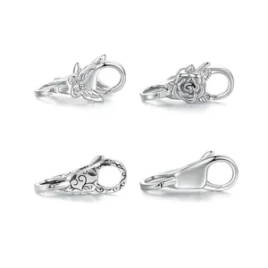Set of four unique S925 sterling silver DIY lobster clasps for jewelry making