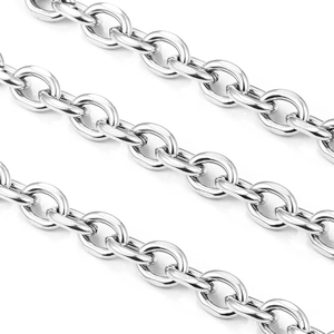 High-quality silver stainless steel oval link chain necklace for jewelry making