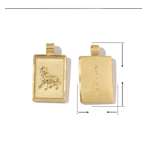 18k gold plated Aries zodiac pendant necklace in stainless steel showing front and back