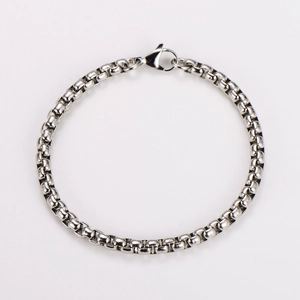 Minimalist Box Chain Bracelet Stainless Steel Jewelry For Men And Women Polished Simple Commuter Style Silver Tone