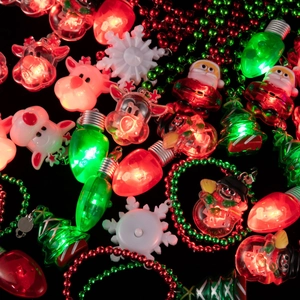 Ciondoli natalizi a LED luminosi con Babbo Natale, renne e fiocchi di neve