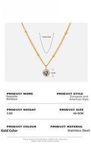 Detail view of 18K gold plated stainless steel necklace with size and weight specifications