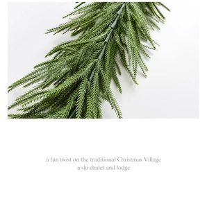 Detailed close-up of realistic green PE pine needles for Norfolk Christmas garland decor