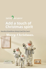 Three Nordic style Santa Claus figurines with knitted sweaters and lanterns for Christmas