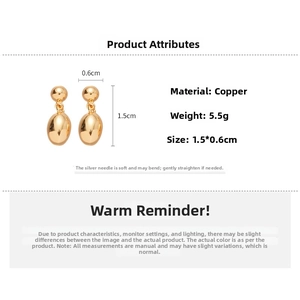 Dimensions détaillées des boucles d'oreilles en cuivre plaqué or 18 carats et argent